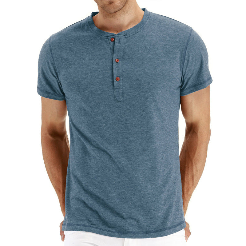 T-Shirt Henley - Malha Macia Gola