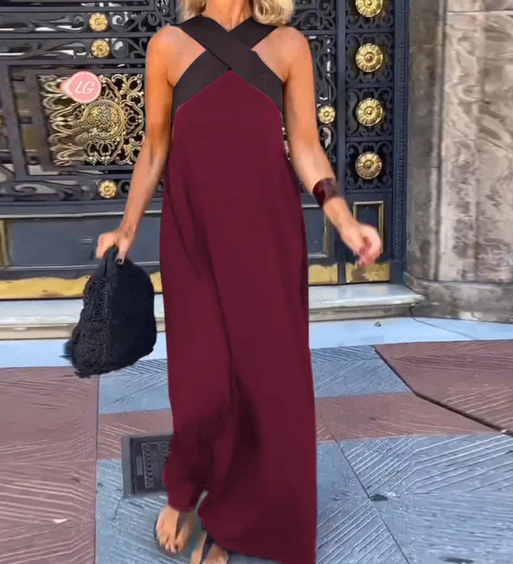 Filipa | Vestido Maxi com Decote Cruzado em Contraste
