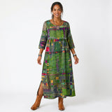 Amélia - Vestido Midi Padrão Abstrato